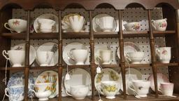 Assorted Cup and Saucer Sets, Rack is NOT included