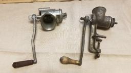 Two Vintage Meat Grinders, incl Number 1 Universal Food Chopper