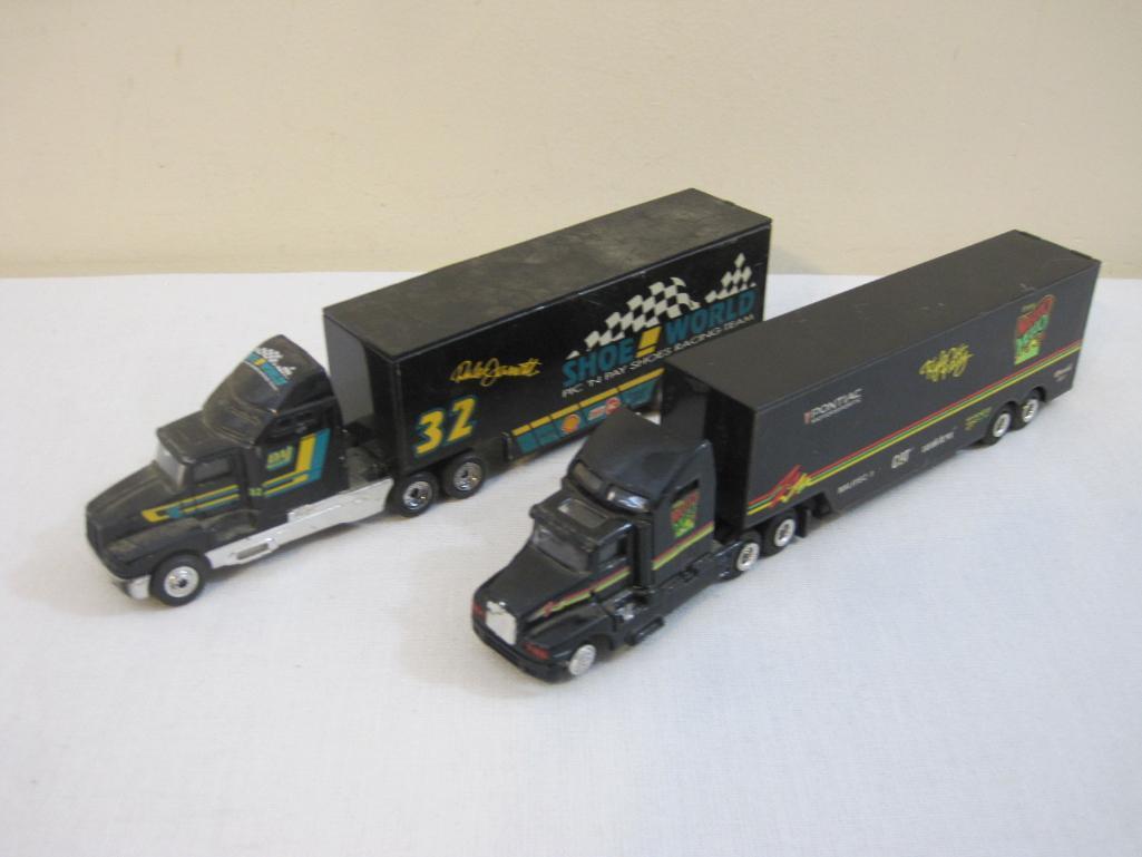 Lot of Miniature Tractors and Trailers from Matchbox, Racing Champions and more including Kyle Petty