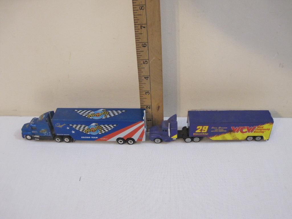 Lot of Miniature Tractors and Trailers from Matchbox, Racing Champions and more including Kyle Petty