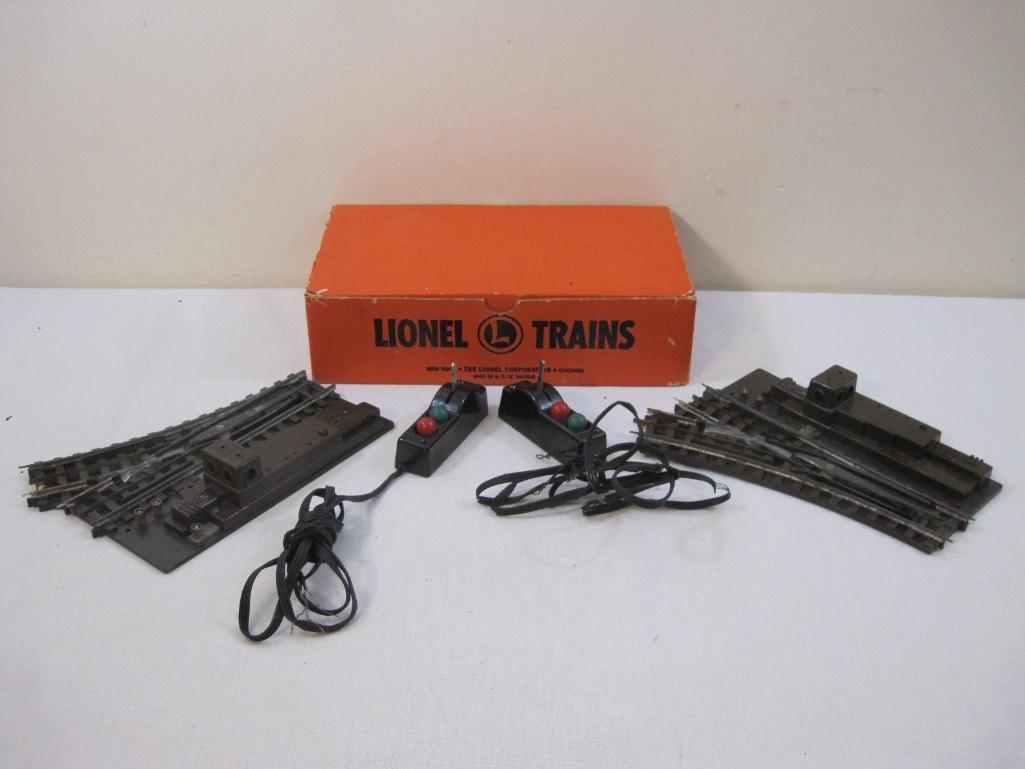 Lionel Trains One Pair No. 112 Remote Control Super "O" Switches with automatic switch controllers,