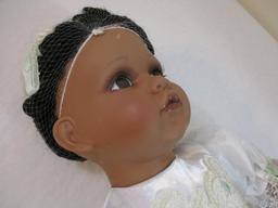 Vintage African American Sherissa Christening 22" Porcelain Doll 1513/5000, Duck House Heirloom