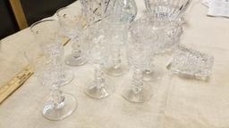 Lot of Heavy Pressed Glass Vases and more, 13 items total