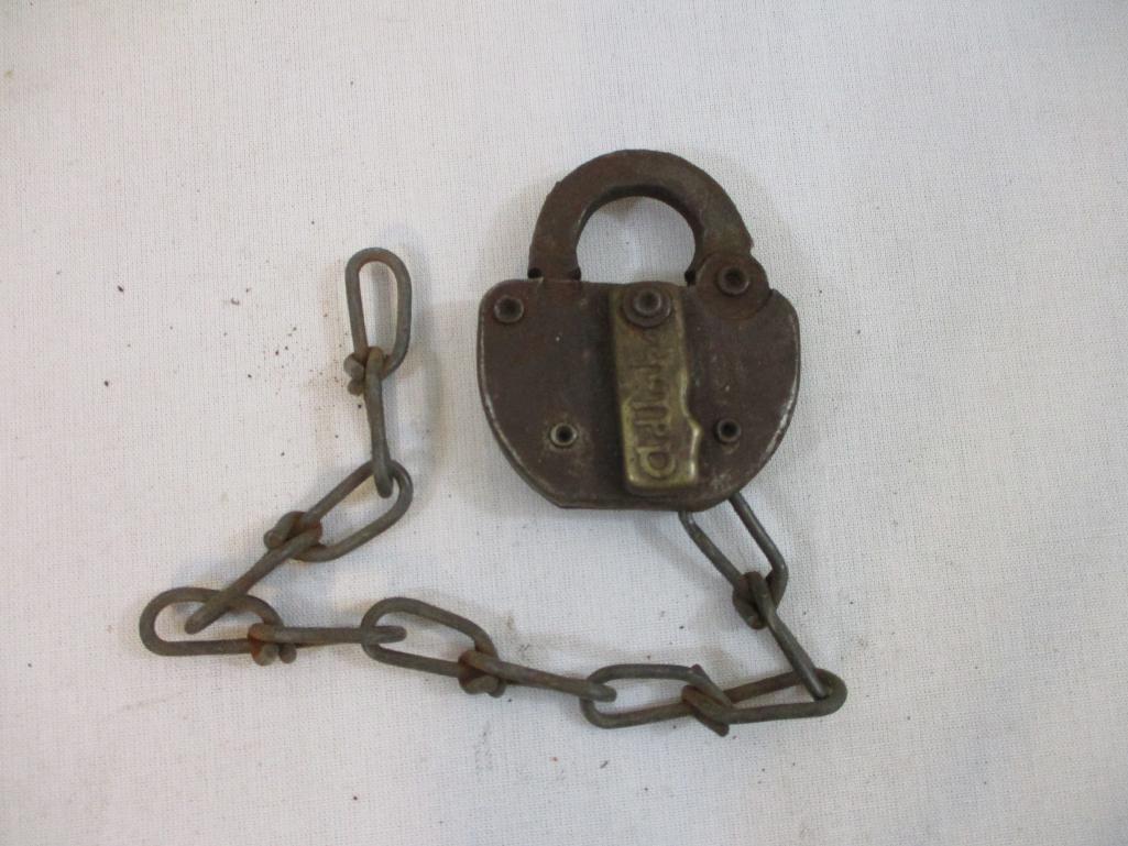 Three Vintage Railroad Locks from Adlake and more, unbranded one is marked Portugal on top, 2 lbs 14