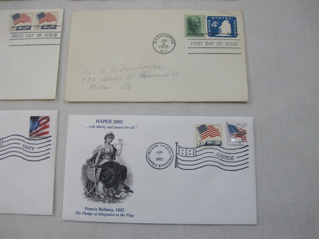 First Day Covers including 1966 Lincoln Coil, Honoring General John J. Pershing, 1968 Saluting Flaf
