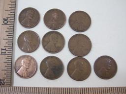 10 1920s Wheat Pennies including 4-1920, 1924, 3-1925 and 2-1929
