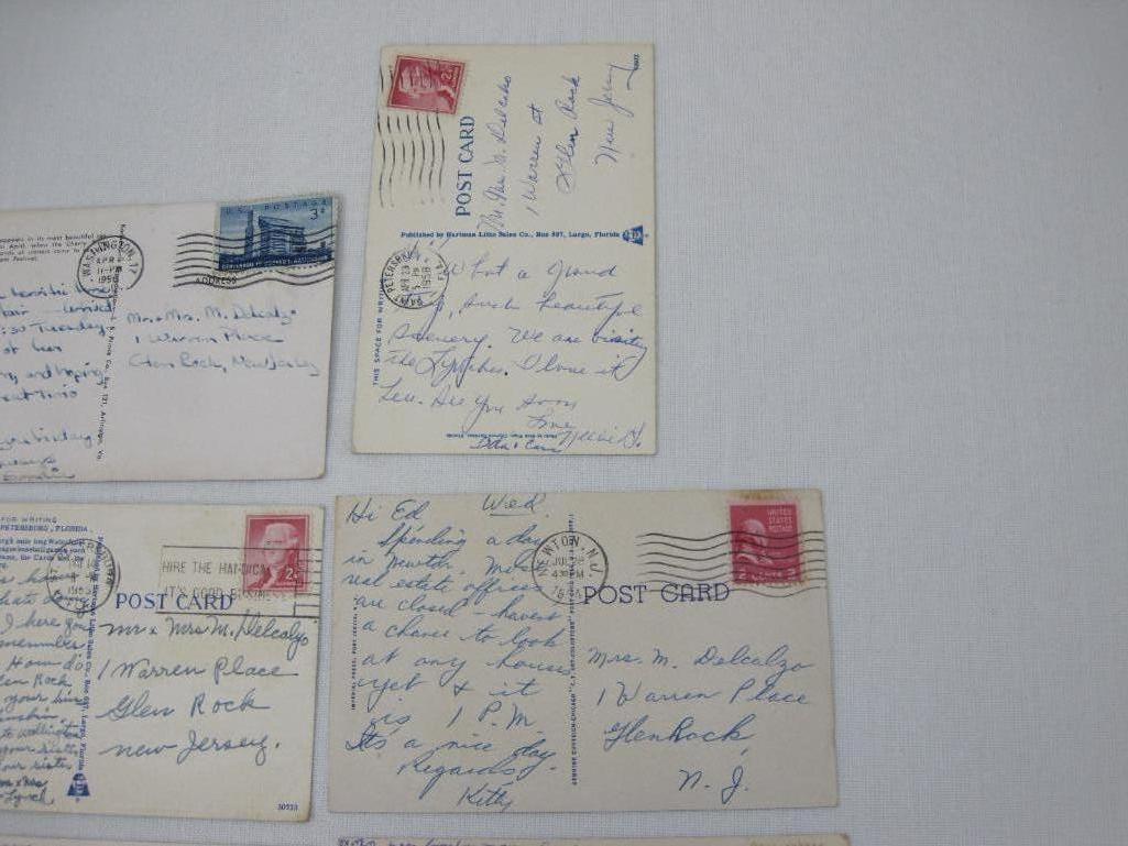 Nine Vintage Landscape themed U.S Post cards from Red Bank NJ, St.Petersburg Florida, Copake NY,