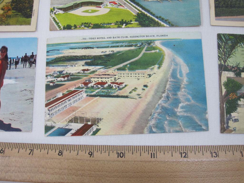 Nine Vintage Landscape themed U.S Post cards from Red Bank NJ, St.Petersburg Florida, Copake NY,