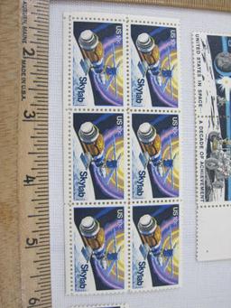 US Space Postage Stamps including Block of 4 United States in Space 8-cent (Scott #1434-5) and Block