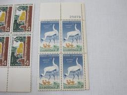 Three Blocks of 4 Conservation US Postage Stamps including Wildlife Conservation 8-cent (Scott #s