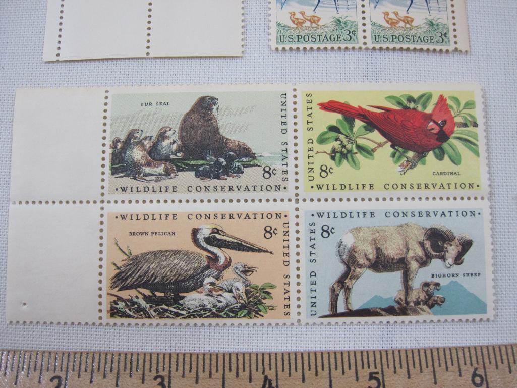 Three Blocks of 4 Conservation US Postage Stamps including Wildlife Conservation 8-cent (Scott #s