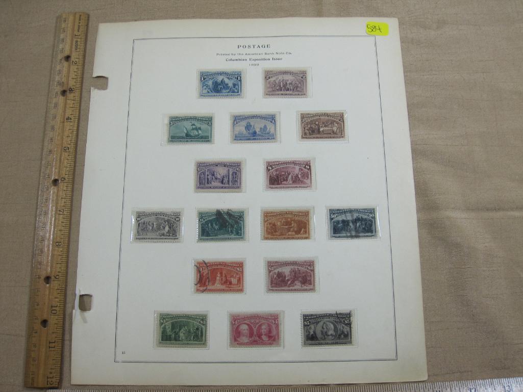 RARE Complete Set of US 1893 Columbian Exposition US Postage Stamps, Scott #s 230-245