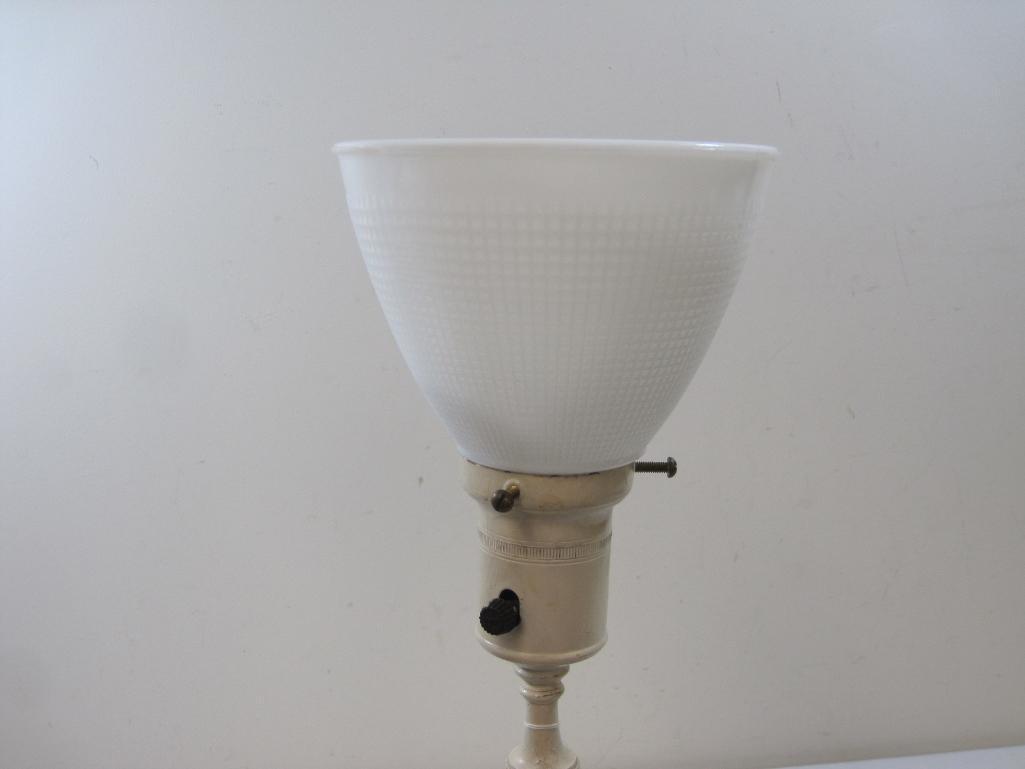 White Metal Table Lamp with Shade Approx. 22in Tall