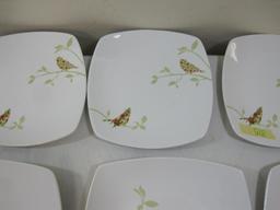 Chintz Bird Pattern 222 Fifth Plates, Four 8 inch and Four 10 inch plates, eight total