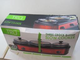 Tru Three Crock Buffet Slow Cooker in box Approx. 29 inches Long