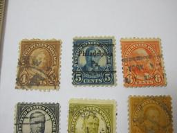 US Presidents Postage Stamps including 1 1/2 Cent Harding, 10 Cent Monroe, 5 Cent Roosevelt and more