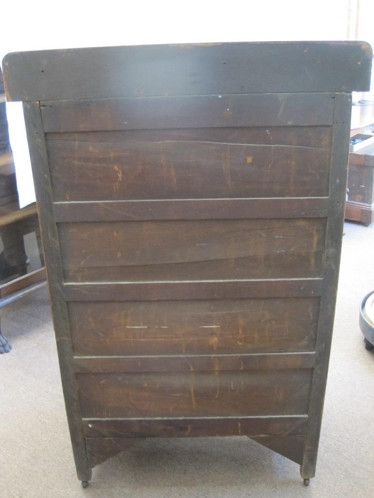 Antique Oak 6 Drawer Dresser with Rolling Wheels Approx 53x33x19 Missing One Handle