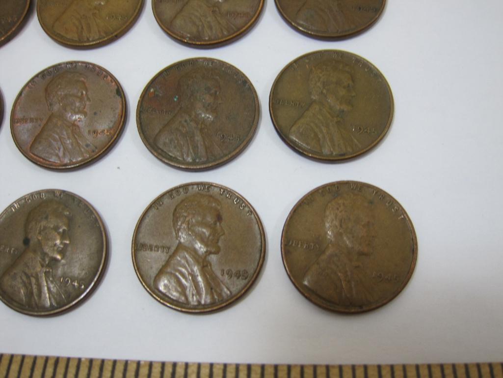 Twelve 1945 US Wheat Pennies