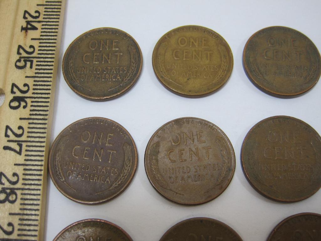 Twelve 1945 US Wheat Pennies