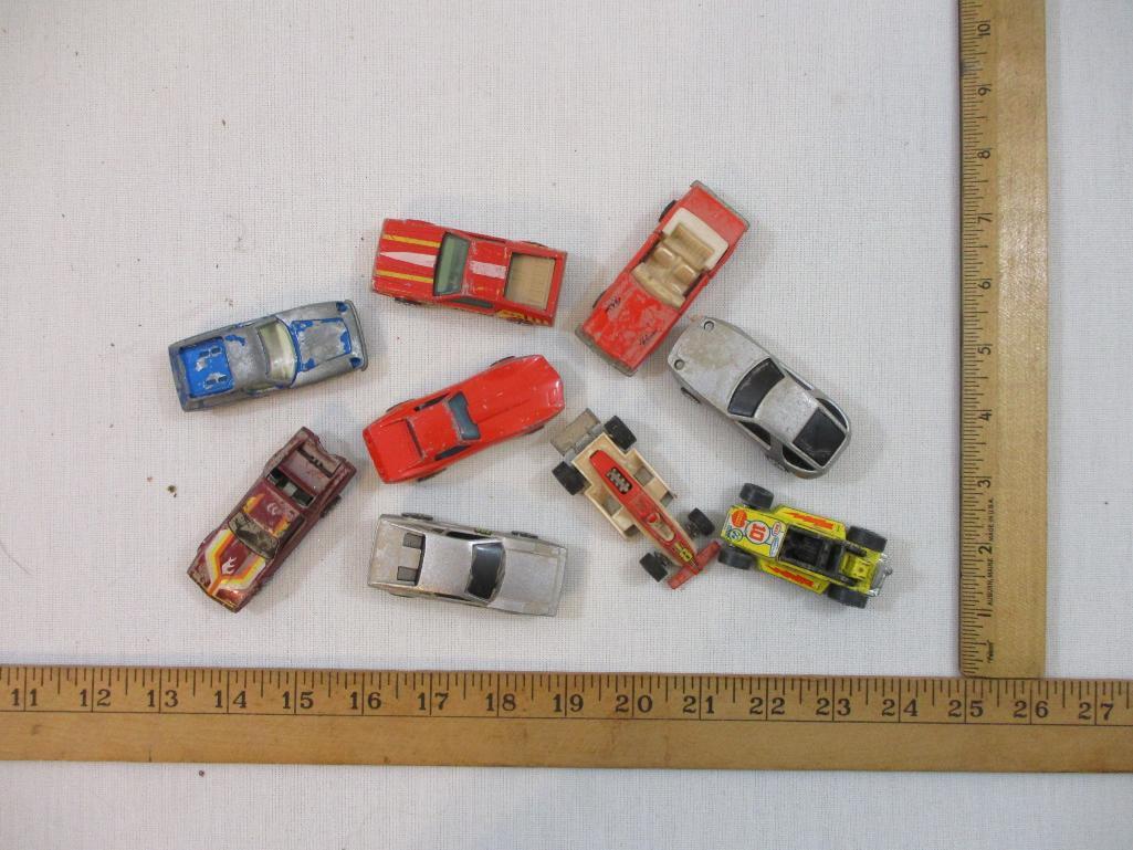 Nine Early Diecast Metal Cars from Hot Wheels, Road Champs, and Matchbox/Lesney, 1969-1983, see