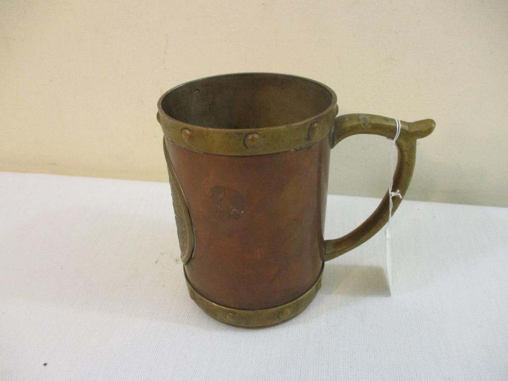 Copper Mug with Brass Handle and South American-Style Accents, 12 oz