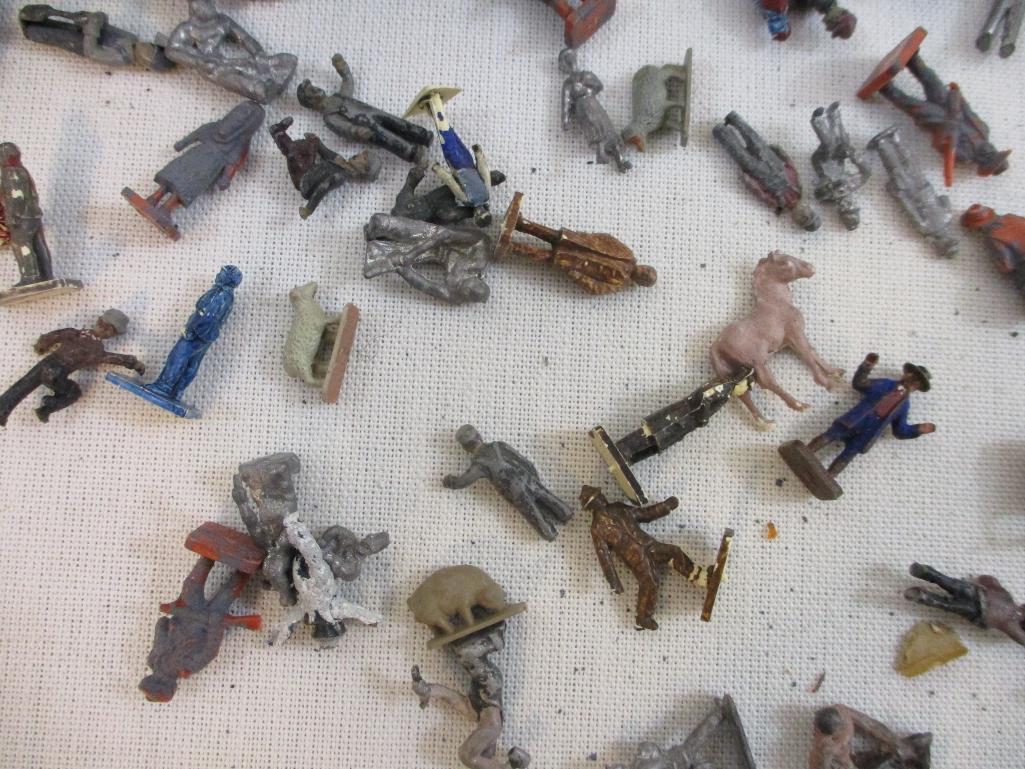 Assorted HO Scale Animals and People, plastic and diecast metal, see pictures, 1 lb 6 oz