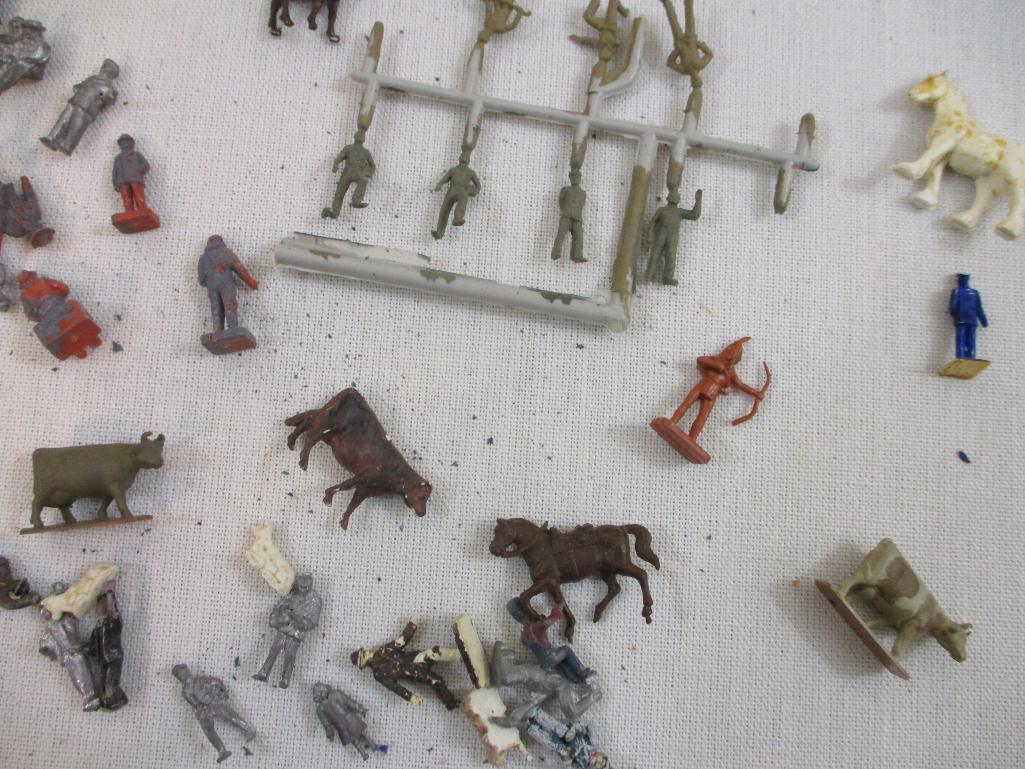 Assorted HO Scale Animals and People, plastic and diecast metal, see pictures, 1 lb 6 oz