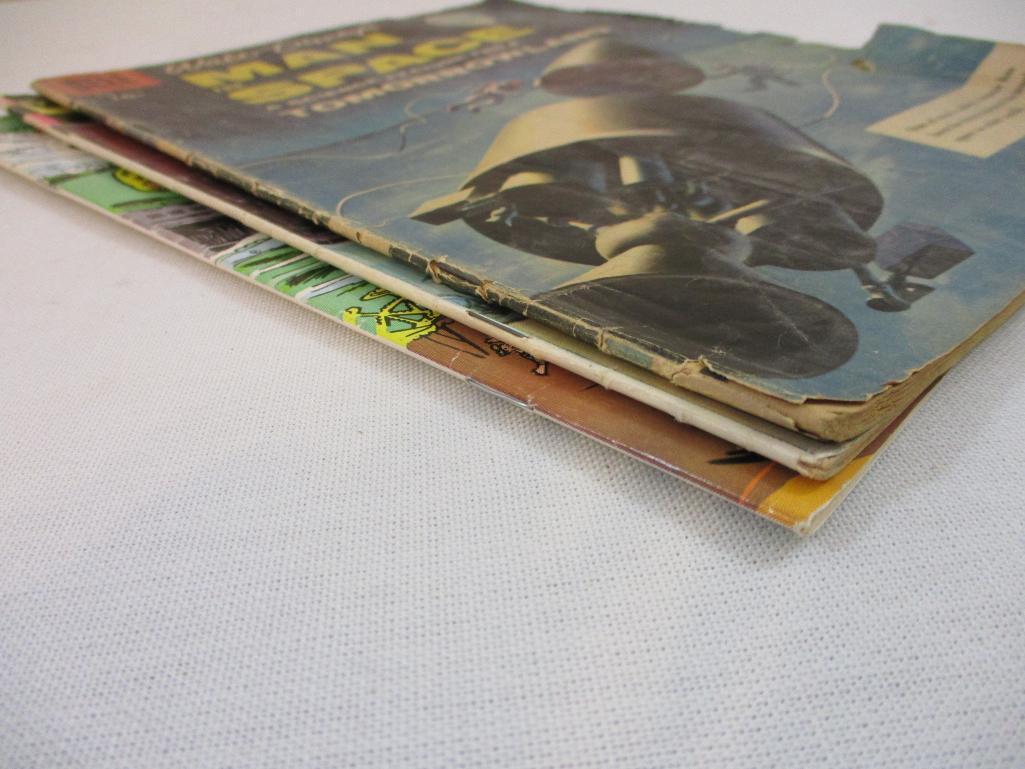 Three Vintage Comic Books including 1956 Walt Disney's Man in Space No. 716, 1974 Whitman UFO Flying