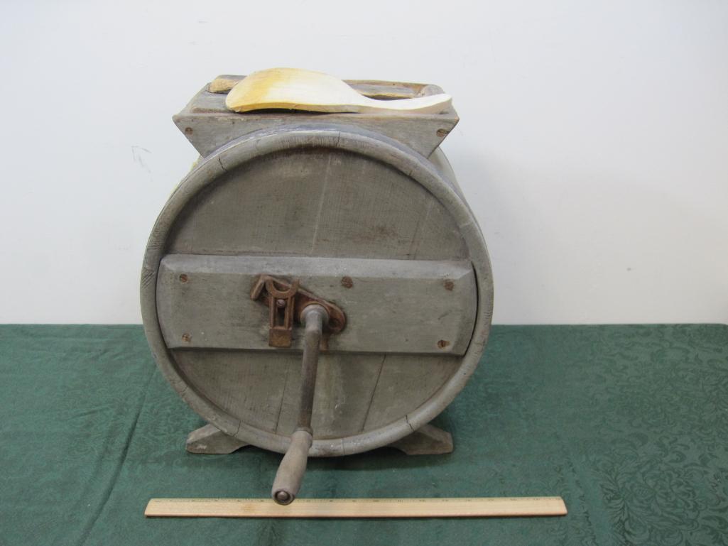 Wooden Butter Churn with lid, handle and agitator, AS-IS