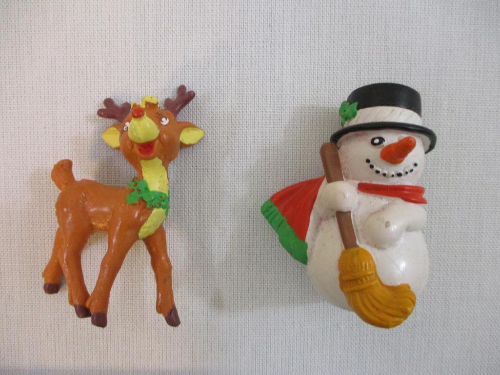 Frosty the Snowman and Rudolph the Red-Nosed Reindeer Plastic Figurines, made in Portugal, 3 oz