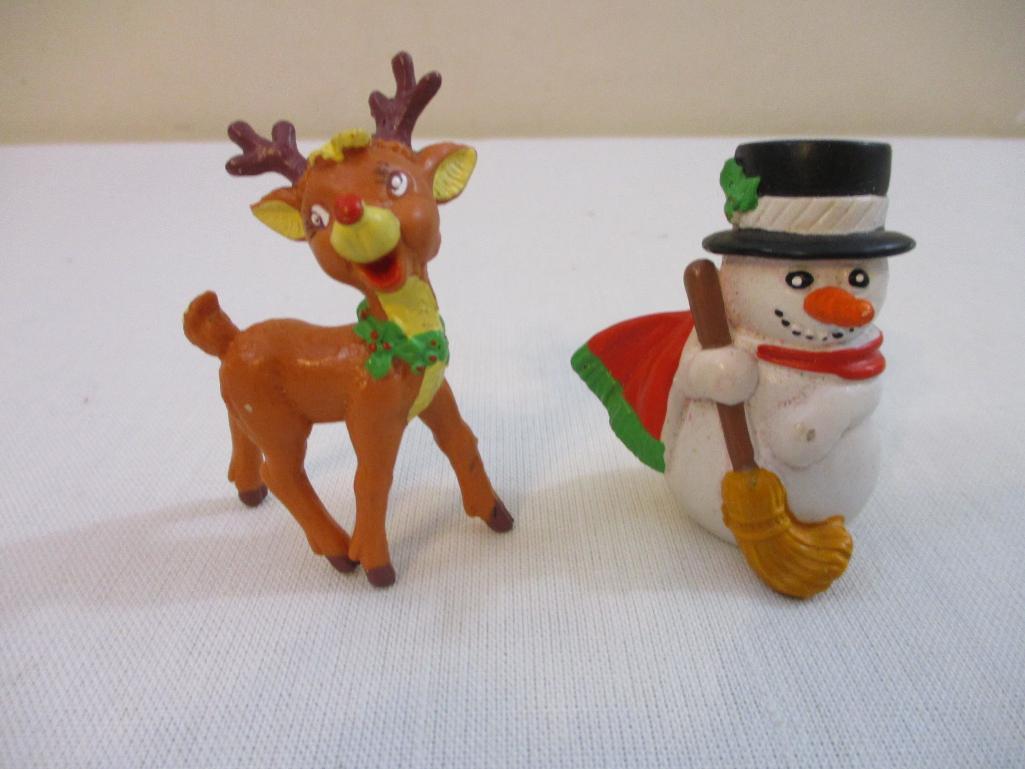 Frosty the Snowman and Rudolph the Red-Nosed Reindeer Plastic Figurines, made in Portugal, 3 oz