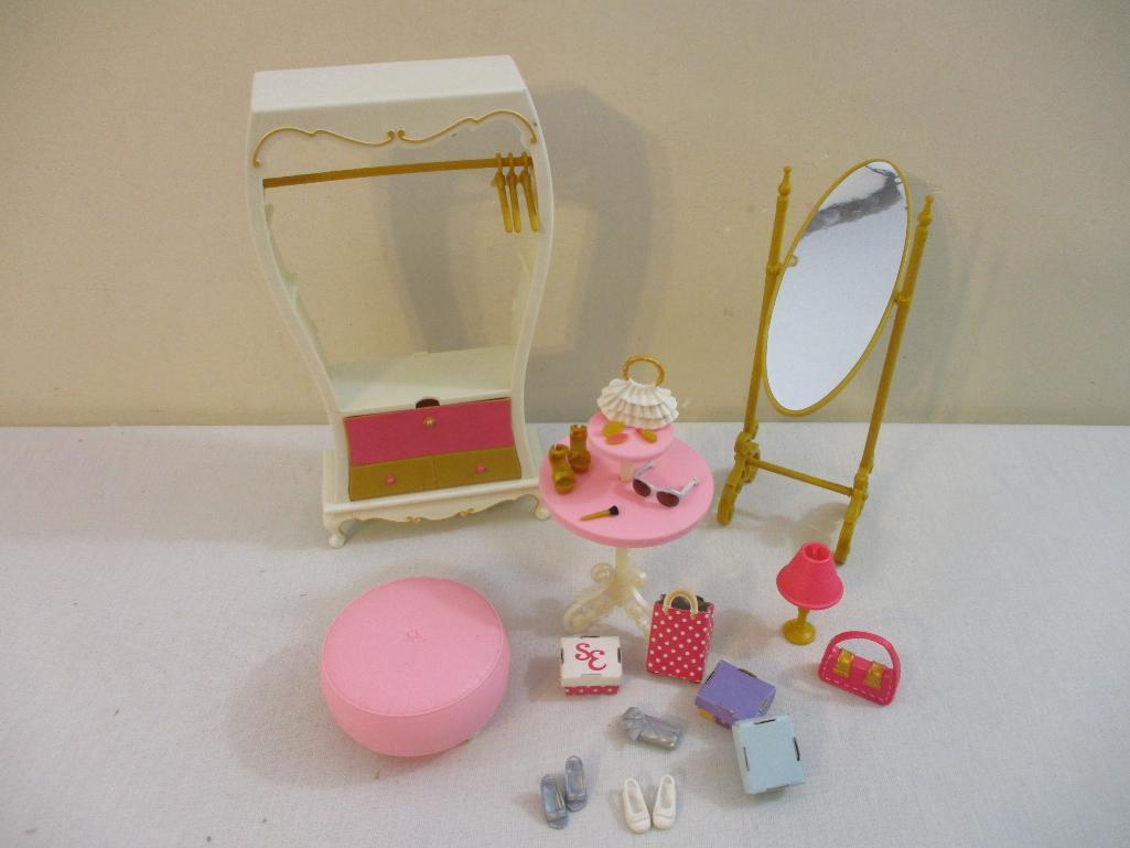 Assorted Barbie Doll Accessories including wardrobe, mirror and more, 2003-2004 Mattel, 15 oz