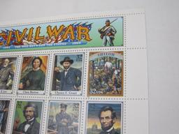 Full Pane of Civil War 32 Cent Commemorative Stamps 1994