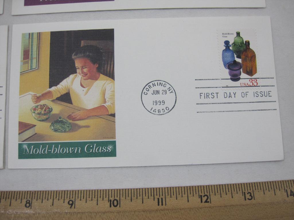 US First Day Covers 1999 including Pressed Glass, Mold-Blown Glass, Art Glass and Free-Blown Glass