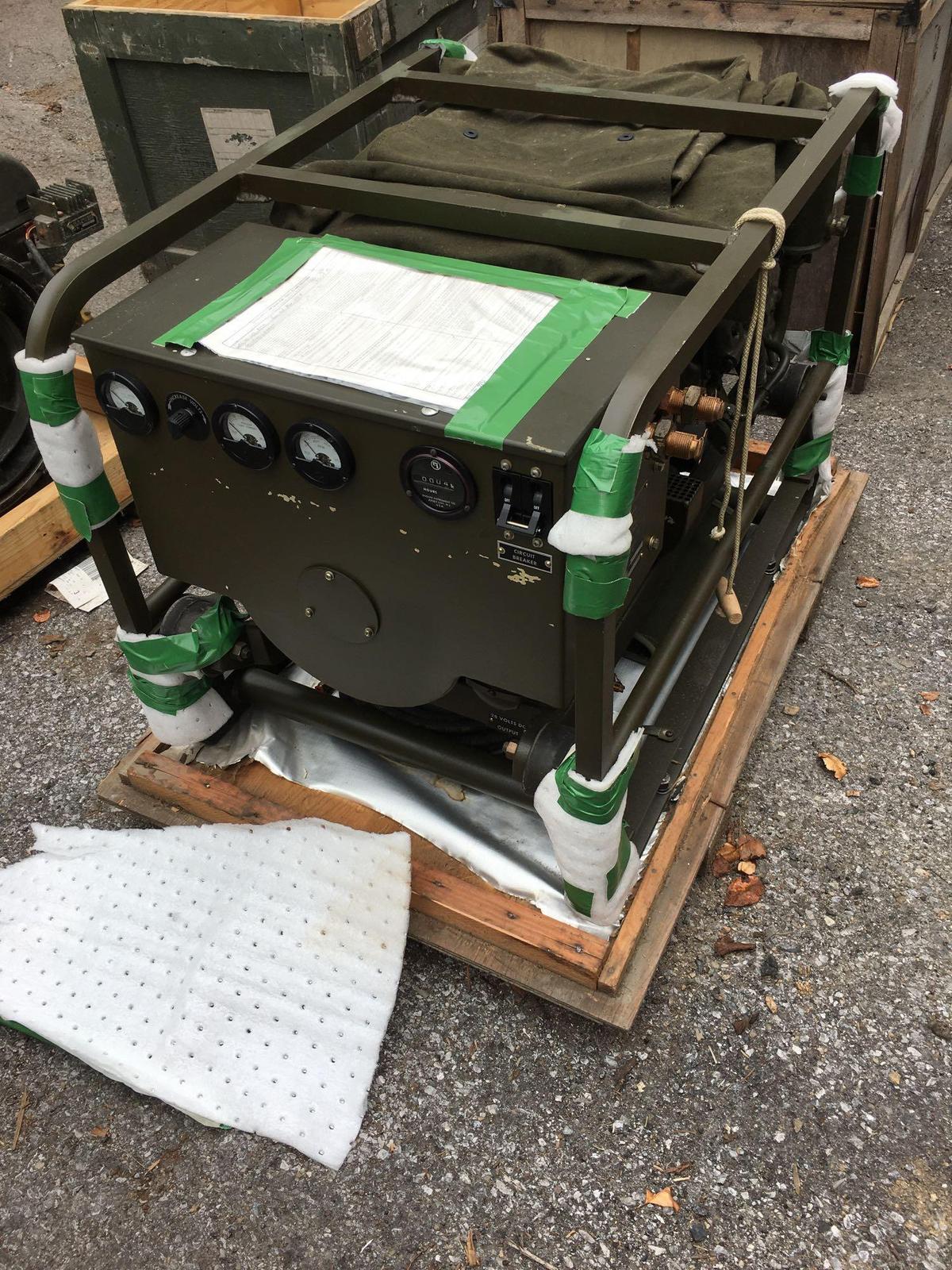 Military Standard Generator 3 KW 28 Volts DC 4 Cylinder Air Cooled, engine preserved with shipping