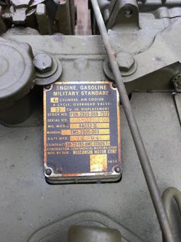 Military Standard Generator 3 KW 28 Volts DC 4 Cylinder Air Cooled, engine preserved with shipping