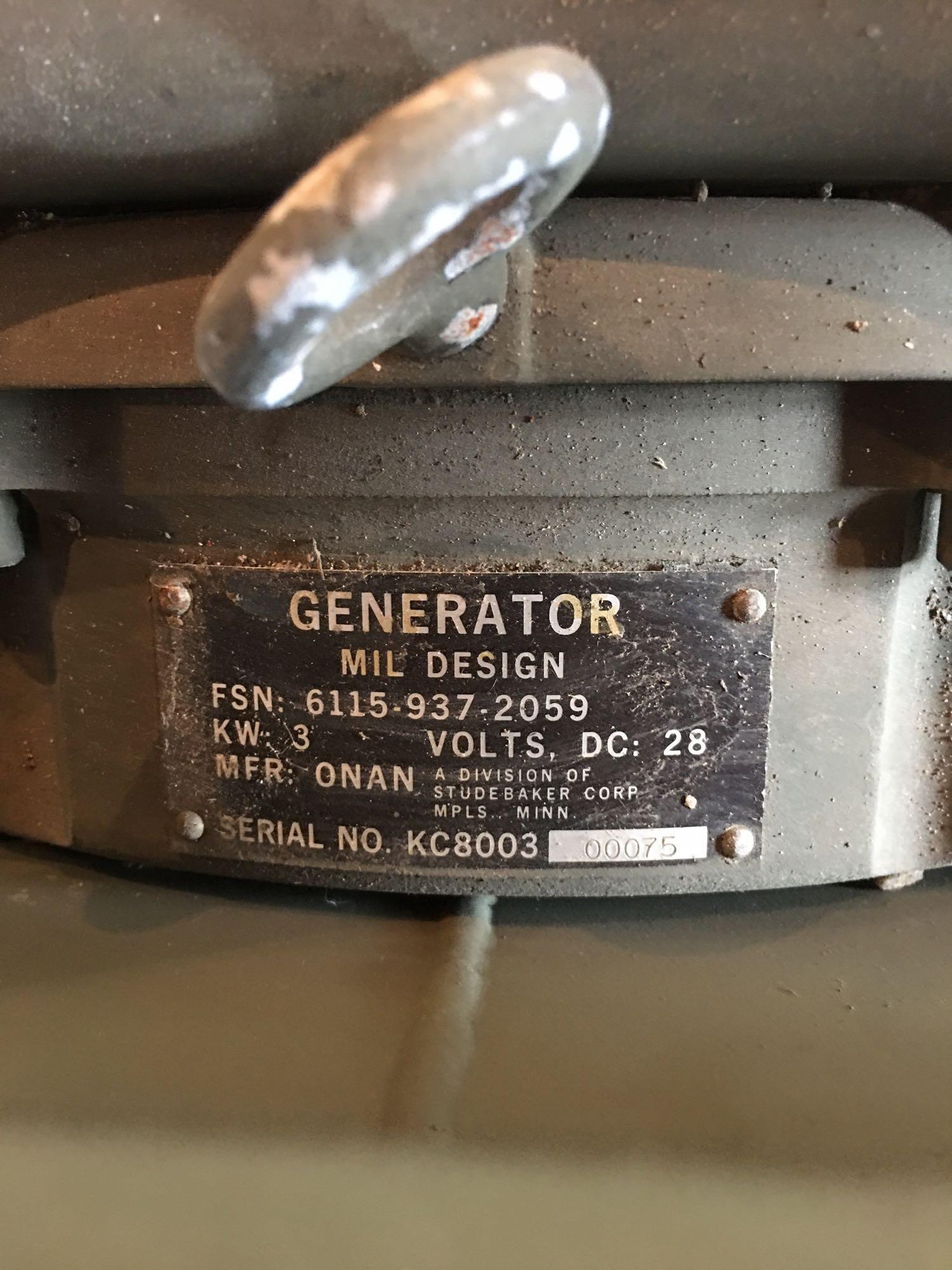 Military Standard Generator 3 KW 28 Volts DC 4 Cylinder Air Cooled, with manual and cover