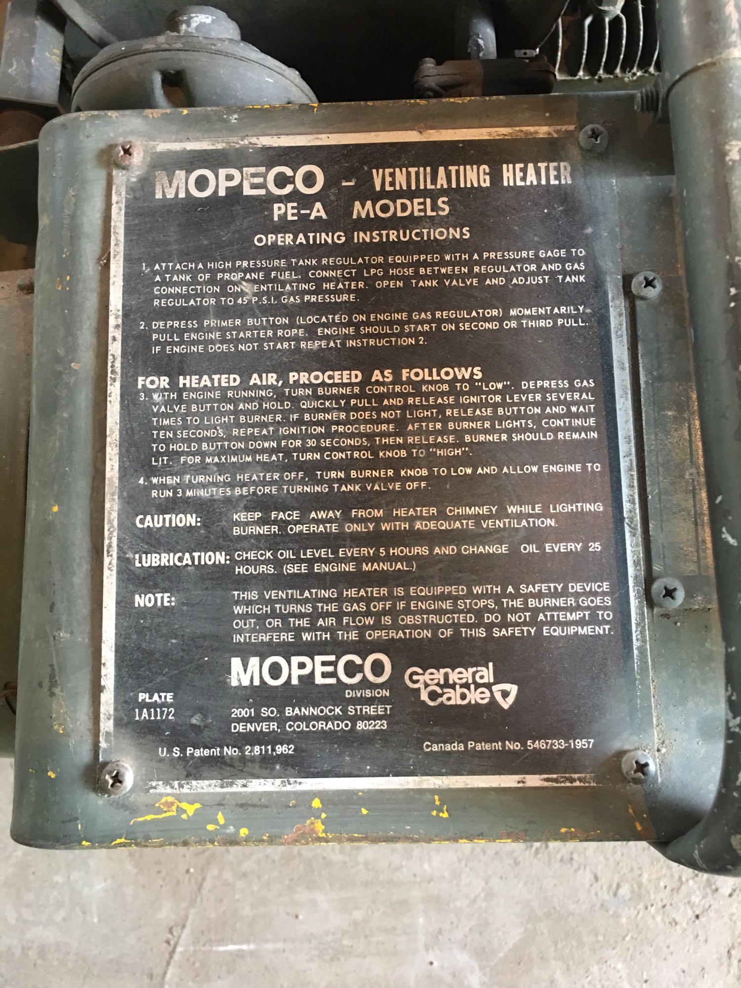 Mopeco Ventilating Heater PE-A Models AC Generator, restored, fuel in tank