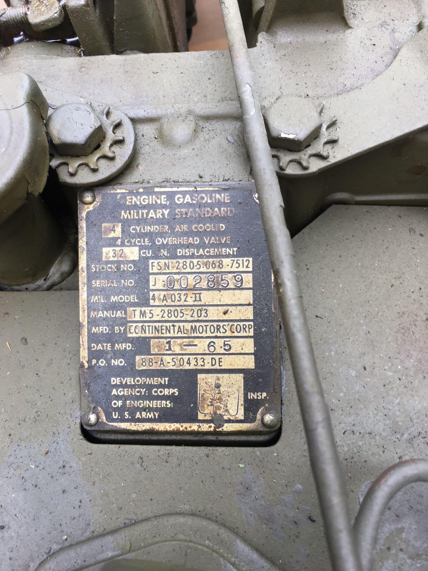 Military Standard Generator 3 KW 28 Volts DC 4 Cylinder Air Cooled, engine preserved with shipping