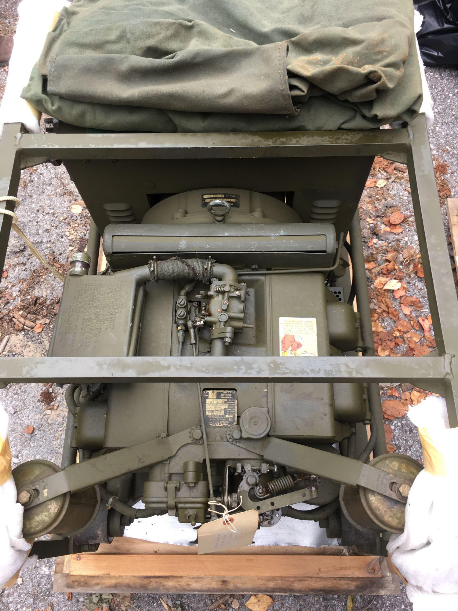 Military Standard Generator 3 KW 28 Volts DC 4 Cylinder Air Cooled, engine preserved with shipping