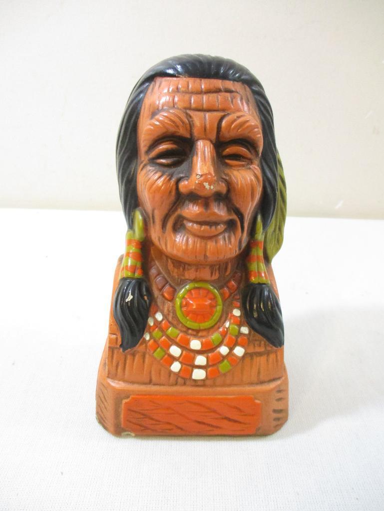 Vintage Native American Indian Coin Bank, made in Japan, 11 oz