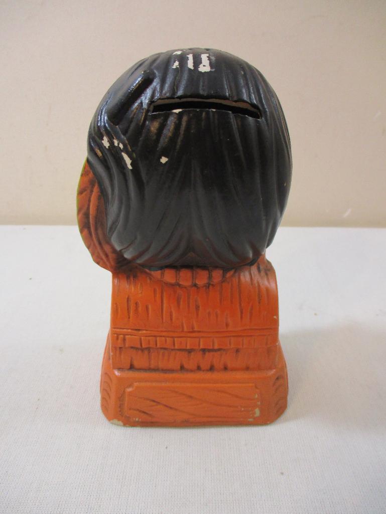 Vintage Native American Indian Coin Bank, made in Japan, 11 oz