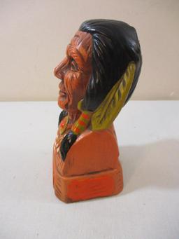 Vintage Native American Indian Coin Bank, made in Japan, 11 oz