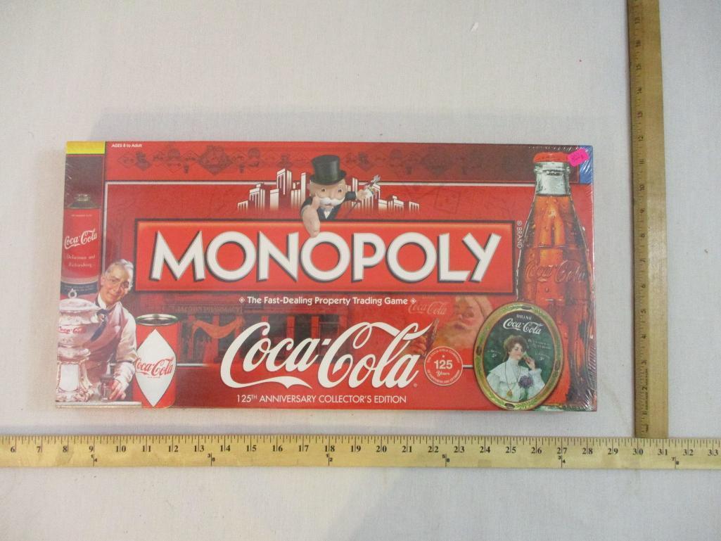 Sealed Coca-Cola Monopoly Game and Vintage Metal Coca-Cola Serving Tray commemorating the 75th