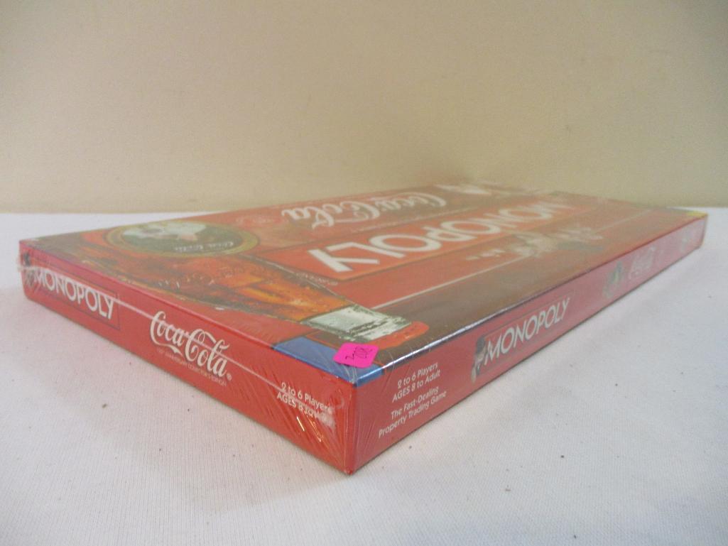 Sealed Coca-Cola Monopoly Game and Vintage Metal Coca-Cola Serving Tray commemorating the 75th