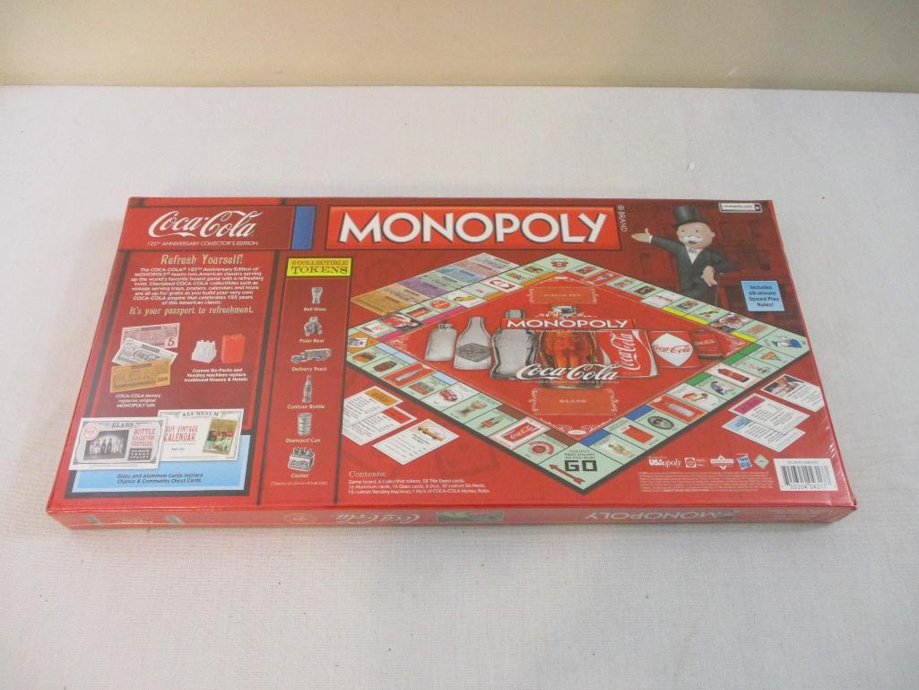 Sealed Coca-Cola Monopoly Game and Vintage Metal Coca-Cola Serving Tray commemorating the 75th