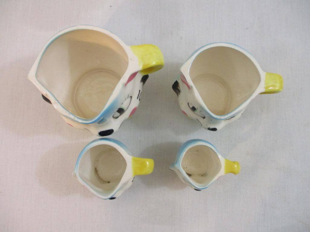 Ceramic Cat Kitchenware Set including Creamer, Sugar Bowl, and Measuring Cups, Tilso Japan, 2 lbs 10