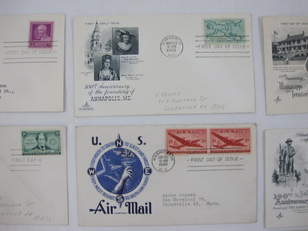 Nine 1940's and 1930's First Day Covers including Annapolis MD, 50th Anniv of the Rough Riders,
