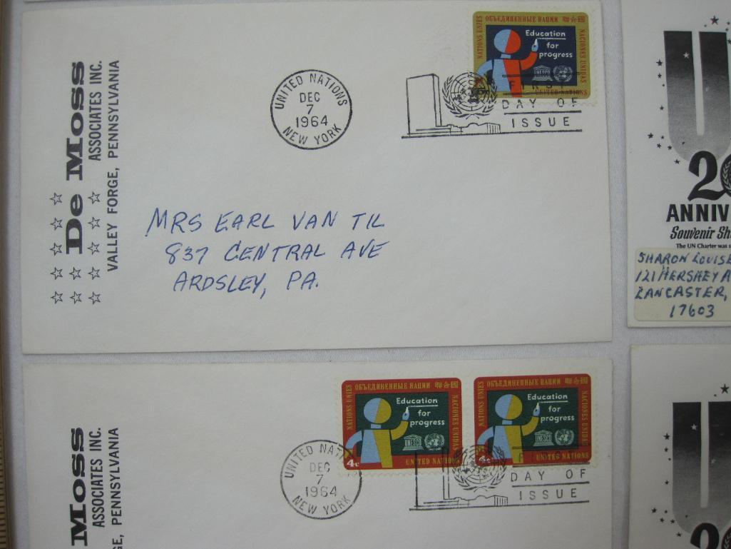 Twelve 1960'S First Day Covers includes UN 20th Anniv Souvenir Sheet, Education For Progress and