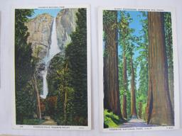 Nine Postcards Yosemite National Park, 1933, 1957 and others